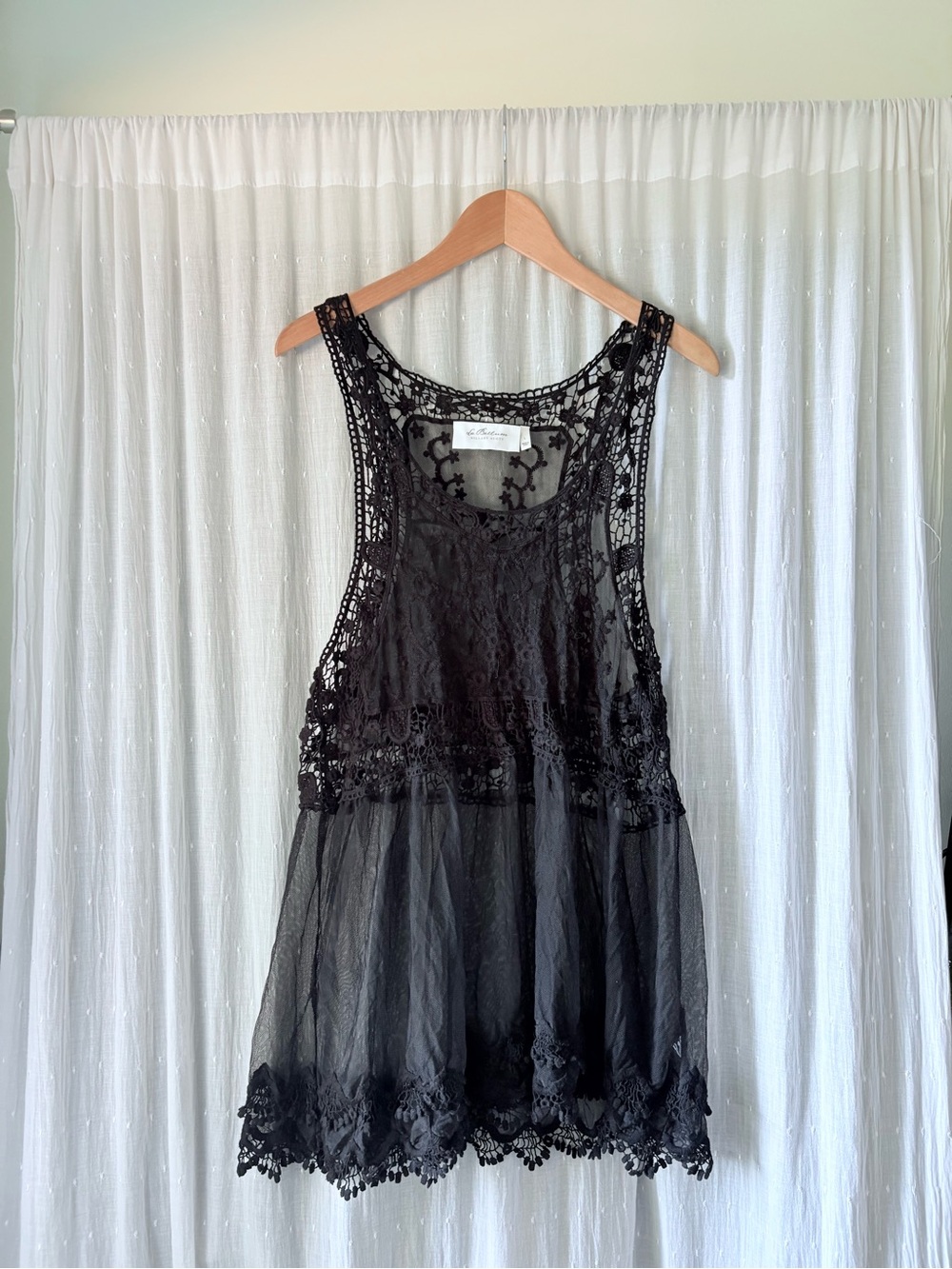 Black Mesh Lace Crochet Tank Top